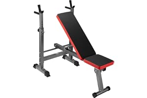 Luxtri Justerbar viktbänk, 230 kg, hopfällbart skivstångsställ, incline/decline-bänk, hemmaträning, gym