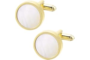 Jonwo Perlmutt 4.5cm Krawattennadeln und Manschettenknöpfe für Herren Silber Gold Cufflinks Tie Clip Hochzeit Hemd Party Geburtstag Jubiläum Kleid