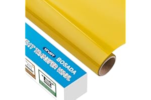 BOSADA Heat Transfer Vinyl 12" x 5ft PU Yellow HTV Vinyl Iron on Vinyl for Cricut and DIY T-Shirt Clothing Hats Pillows Fabric