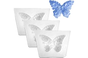 CALKKRER Calkrer - Set di 3 stampi in silicone per farfalle, ideali per realizzare biscotti a farfalla e candele, decorazioni primaverili.