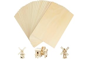 LOLYSIC 24Pcs 300 x 200 x 1.5mm Basswood Sheets, A4 Unfinished Plywood Sheets for Craft, Natural Rectangle Blank Wood Boards Thin Wood Sheets for Laser Engraving Craft DIY Mini House Building Modeling