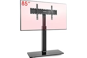 AOKCOS Supporto TV da Pavimento Girevole per 42-85 Pollici, inclinabile & Girevole & Altezza Regolazione Mobile Porta TV da Terra, Universale Max VESA 600x400mm 50kg