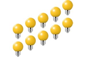 HUAMU LED Colourful E27 Coloured Light Bulbs 2W = 20W Decorative Light and Design 200 Lumens AC220V-240V Decoration Lamp in Class Golf Ball Shape Yellow Pack of 10