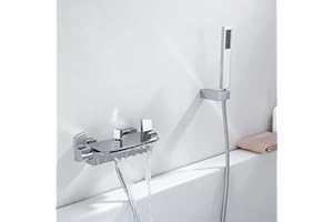 HOMELODY Bateria wannowa wodospad z wylewką kran wanna bateria mieszakowa mosiądz armatura wannowa chrom..