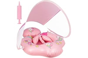 Schwimmring Baby mit UPF50+ Sonnendach,Rainllon Schwimmhilfe Baby mit Verstellbare Sicherheitssitz,Aufblasbare Baby Schwimmring,Baby Float,Kleinkind Pool Schwimmring für 3-24 Monate
