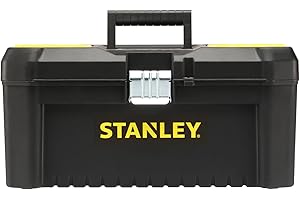 STANLEY Essential Tool Box (16in), solución de almacenamiento duradera con bandeja extraíble y organizadores, Cierres metálicos, para el almacenamiento de piezas y herramientas, STST1-75518