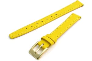 WatchWatchWatch Yellow Smooth Stitched Ladies' Leather Watch Strap 14mm Gold Buckle C088