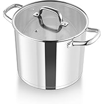 HaWare Pentola grande in acciaio inox da 12 l con coperchio trasparente