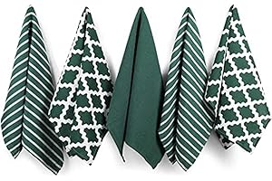 Penguin Home Premium Strofinaccio da cucina in puro cotone 100%, set di 5 asciugamani da cucina, set di asciugamani da cucina morbidi e resistenti, lavabile in lavatrice, 65 x 45 cm, colore - Verde