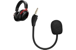 kwmobile Microfono Ricambio Cuffie Gaming Compatibile con Kingston HyperX Cloud III Cuffie - Jack 3,5mm - Cavo 10 cm - nero