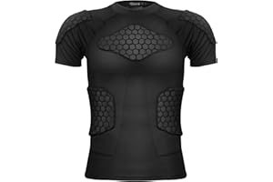 Zicac Maglia da Uomo Imbottita Compressione con Protezione Antiurto, Maniche Corte Maglia Sportiva Equipaggiamento Protettivo Pettorale Protezioni per Esterni/Fitness/Calcio/Basket/Sci/Rugby