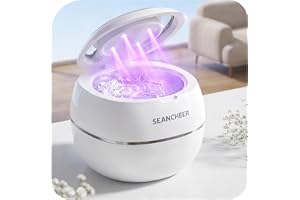 SEANCHEER Ultraljudstvätt 48kHz Ultraljudsrengörare 180ML | Ultrasonic Cleaner med UV Lampa för | Tandprotes | Hållare | Bettskena | Tandställning | Löständer