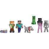 Koleksiyon yapmaya yeni başlayanlar i&ccedil;in ideal, Minecraft Overworld paketi, Steve, Ari ve Enderman dahil 8 cm'lik 7'li aksiyo