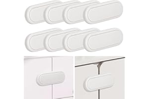 Arqumi Child Safety Cupboard Locks for Children - 8 Pack Child Proof Cabinet Locks Baby Proofing Cabinet Latches with Strong Adhesive Tape for Fridge, Cabinets, Freezer Door White