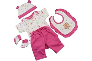 Scnbom Reborn Baby Dolls Clothes for 17-22 inch newborn babies Girl Outfits Accesories (Rose red Little Bear 5pcs Set)