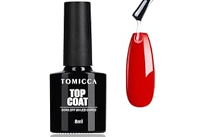 TOMICCA No Wipe Top Coat, Top Coat Shiny UV Gel Smalto Soak-Off UV / LED Smalto Gel Regalo per Salone Unghie Fai da Te Home, 8 ml
