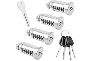 RUNEAY Schlosskerne für Dachgepäckträger Universal Dach Frachtschloss Set mit Kontrollschlüssel Sicherheitsschloss Auto Ein-Schlüssel-System Enthält 4 Stück Dachbox Schloss 4 Schlüssel 1 Kontrollschlüssel