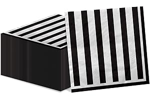 PIXHOTUL 100 Stück schwarz und weiß gestreifte Servietten, Schwarz-weiß Partyzubehör, Papierservietten für Halloween, Party, Geburtstag, Babyparty, Hochzeit