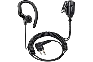 HYS Compatible with Motorola Earpiece, G-Shape, PTT with Mic, 2 Pin Radio Ear Piece, dp1400 cp040 gp300 Hytera Walkie Talkie Headset for security guard bodyguard