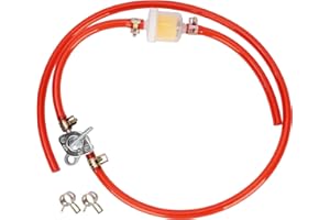 JIAYAN Inline-Benzinfilter-Schlauchset für Kraftstoffschalter mit 6 Klemmen für 50 cc, 70 cc, 110 cc, 125 cc, 150 cc, 250 cc, Baja BA150, ATV, 4-Rad-Benzin-Scooter, Mini-Bike, Dirt Bike, Go-Kart, Rot