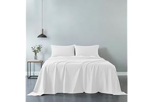 COTOPURO Lenzuola Matrimoniali Cotone - Completo Lenzuola 4 Pezzi in Premium Cotone 120GSM - Certificata OEKO-TEX® - Lenzuola Percalle Matrimoniali (per Materasso 160/180cm) Lussuoso Comodo - Bianco