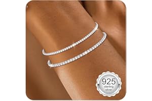 vidonio 2Pcs Armband Damen,14K Vergoldet Armbänder Verstellbare Armbander Gold Set Stapelbare Armband Silber 925 Damen mit Zirkonia Diamant Figaro Fischgräten Armkette Schmuck Geschenk für Frauen