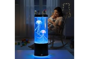 ChaneeHann Lampe Méduse 20 cm,USB Alimentation 7 Couleurs Changeantes,Lampe d'Ambiance Apaisante avec Méduses Flottantes pour Décor Salon,Chambre, Bureau