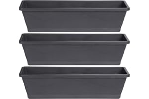 Ondis24 Roma Lot de 3 pots de fleurs pour balcon de 6 l chacun, avec stockage d'eau/soucoupe, balcon ou terrasse, 50 x 15 x 12 cm (anthracite)
