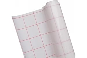 G4GADGET Clear Sticky Back Plastic Book Cover Film – Self Adhesive Contact Paper 33cm x 1 Meter – Transparent Grid-Lined Vinyl for School Book Protection