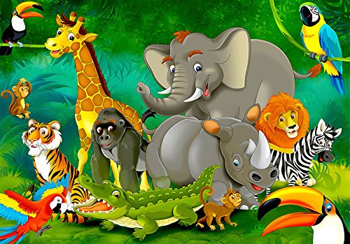 FOTOTAPETE 350×245 cm – VLIES TAPETE PREMIUM – PROFI QUALITÄT – Top moderne Wanddeko – Wandbilder XXL – Riesen Wandbild – Top Design Tapete – Neue exklusive Edition mit noch besser Druckauflösung – Deutsches Premium Vlies – Kinder Jungelbuch Tiere e-B-0007-a-a - 4
