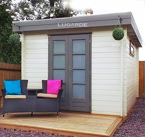 Preisvergleich Produktbild Lugarde Blockhaus Vermont aus Fichtenholz NEU Blockbau mit Flachdach und gläserner Doppeltür