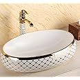 B BACKLINE Backline Ceramic Designer Basin Oval Shape Table Top/Over Counter Vessel Sink/Wash Basin For Bathroom 60 X 40 X 15 Cm