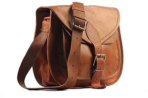 ALASKA EXPORTS Damska torba na ramię z prawdziwej skóry do noszenia przez ciało, siodło, tablet, retro, rustykalna torba vintage (25 x 29 cm