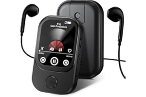 RWSRW 64GB Reproductor MP3 con Bluetooth 5.4, Cámara Abatible de 180°, Mini Reproductor de Música, Altavoz HD, Radio FM, Sonido HiFi Ideal, eBook, Podómetro Deportivo