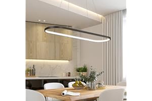 DDYY Nowoczesna lampa wisząca LED do jadalni, ściemniana, czarna, owalna regulacja wysokości, żyrandol z pilotem zdalnego sterowania, 54 W, do jadalni, kreatywności, kuchni, salonu, oświetlenie 120