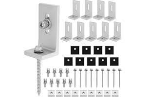 QWORK® 10 Pièces cornières de connexion d'angle 90° en aluminium pour montage de panneaux solaires, support PV d'angle de montage en L pour toit plat, avec vis