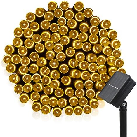 KYC 72 Feet 200 LED Solar String Lights Waterproof Fairy String Lights Colorful Solar Twinkle lights for Xmas tree garden fence and indoor (Warm White)