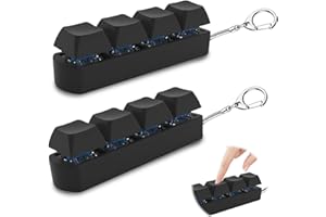 SRUMVOAT 2Pcs Keyboard Fidget Toy, Fidget Toys, Quality and Built to Last, Clicky Fidgets Toy, Portable Fidgets Keyboard 4 Buttons with Keychain, Fashional Functional Gifts for Adults and Kids (Black Clicky)