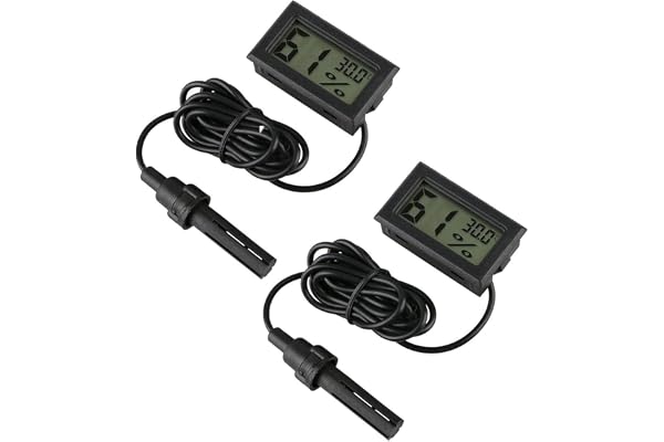 INRIGOROUS Thermomètre Hygromètre Digital Mini Sonde Jauge de Température Humidité Mètre pour Reptile Incubateur Aquarium Volaille Bureau Salle de Séjour 2 Pack