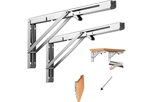 BOODPET Heavy Duty 8 Inch Folding Shelf Brackets 2 Pack – Stainless Steel Wall Supports for Bay Window Planters, Kitchen Racks & DIY Sheds (30kg Capacity)