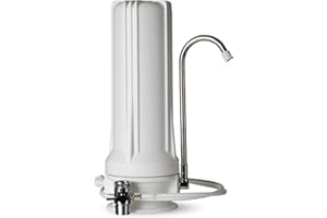 iSpring CT10-W Countertop Water Filter, Multi-Layer Faucet Water Filter System with Versatile Faucet Adapter, Reduces Heavy Metals, Bad Odor, and Chlorine, White