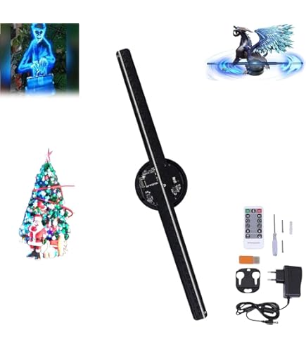 Ventilateur Projecteur Hologramme 3D - Écran 16,5 Pouces, Résolution 2000x224, Télécommande - Parfait Magasin, Noël, événements