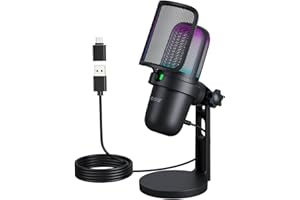 Ko-Star USB Gaming Microphone for PC,Computer Mic for PS4/ PS5/ Mac,Condenser Mic with Quick Mute,RGB Light,Pop Filter,Shock Mount for Recording,Streaming,Podcasting,YouTube (Black)