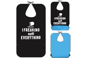 TNEDFOD Bib for Adults, Waterproof and Reusable Bib with Press Studs, Washable, Unisex Clothing Protection for Men Women Elderly, black