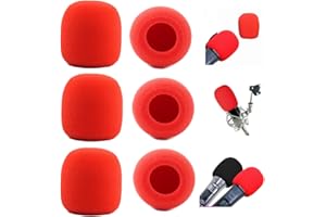 Microphone Cover, MeetRade 6 Pack Microphone Windscreen Foam Cover Mic Cover Audio Protector (Red)
