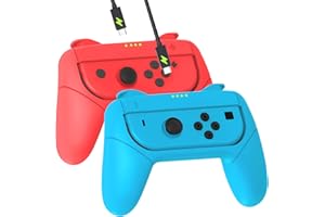 Vivideox Grips (Poignée) Compatible avec Switch Joy-Cons, Poignée Joy-Con Controller pour Switch Joy-Con, Bleu et Rouge [2 pièces]