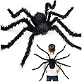 Halloween Giant Spider Decorations, 90cm Large Black Spider Legs for Kids Boys Fake Realistic Hairy Spider Backpack,Halloween Party Accessories