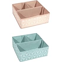 Ordinello In Tessuto Maury's Shape Con 3 Scomparti - Organizer Shabby Chic Per Casa O Ufficio, 28x28x11cm - Foto 6