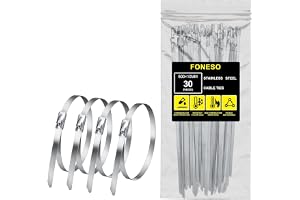 30 stycken buntband av rostfritt stål, Foneso 500 x 10 mm buntband av metall, buntband av stål för installation av värmeskydd
