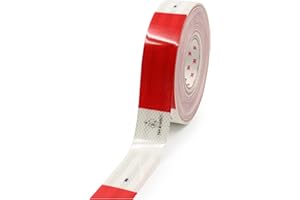 FINEST FOLIA 3M Diamond Grade 983 Scotchlite - Cinta reflectante (50 mm, 8 m), color rojo y blanco